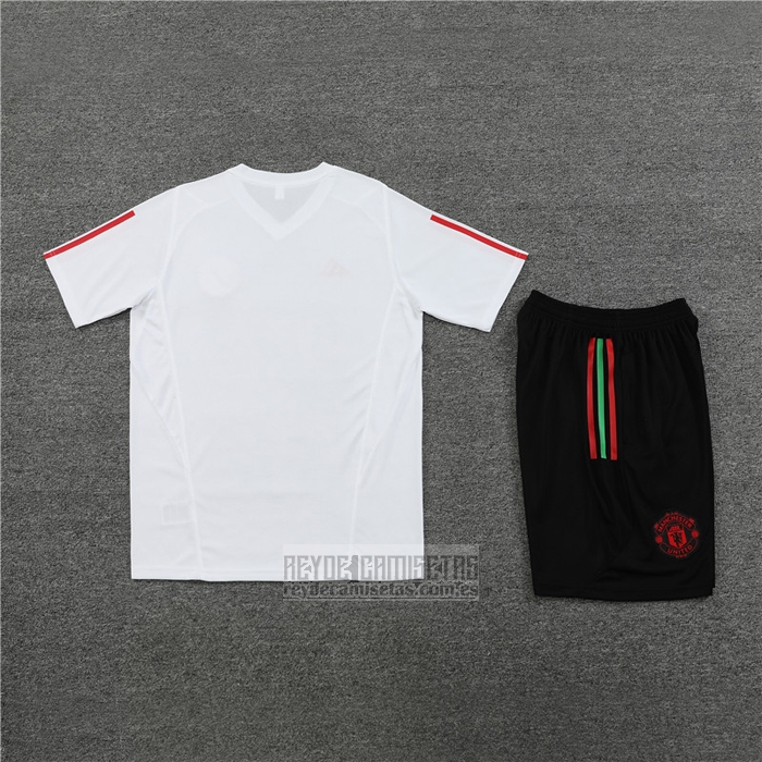 Chandal del Manchester United Manga Corta 2023-2024 Blanco - Pantalon Corto